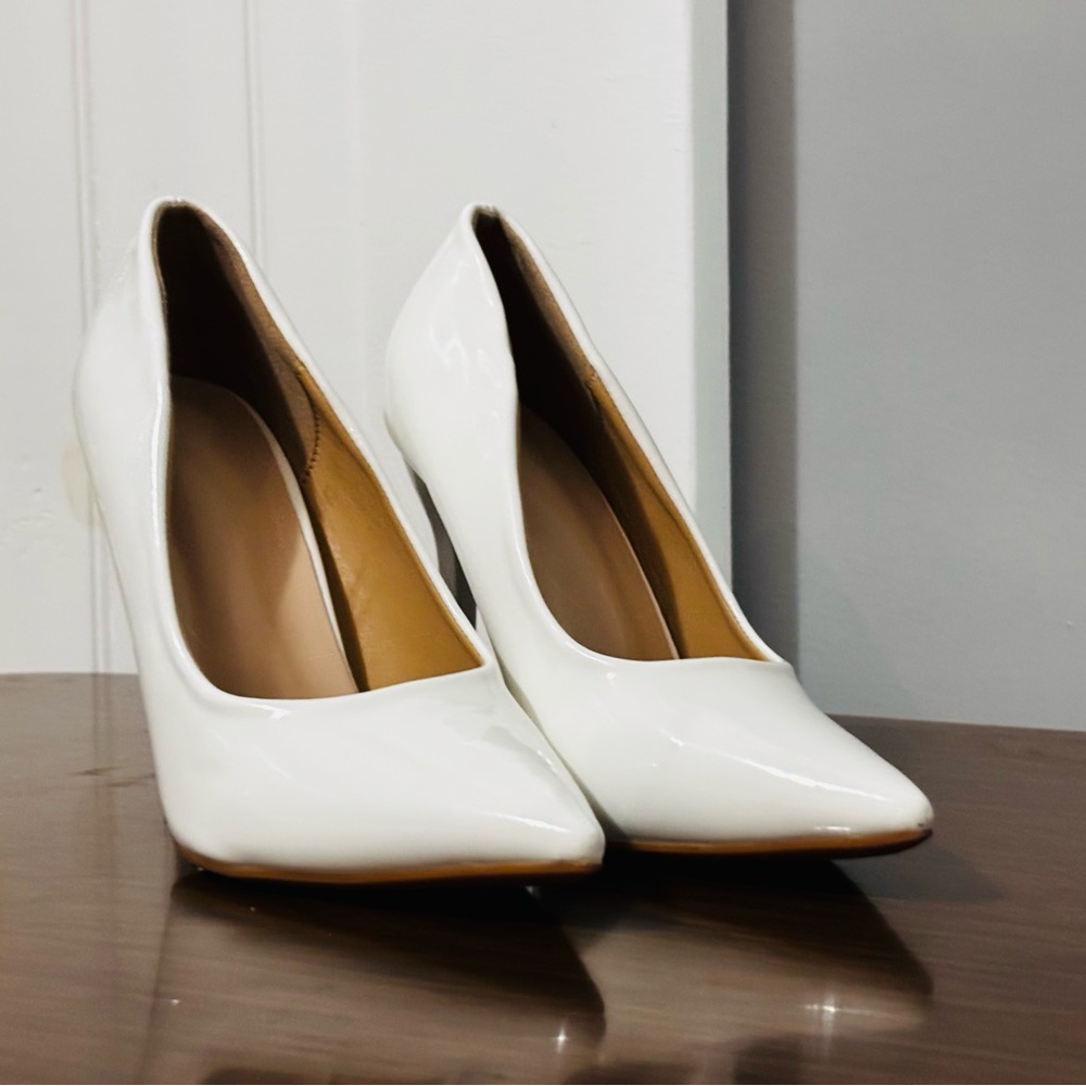 SHEIN White Stiletto Heels with Rhinestone Straps